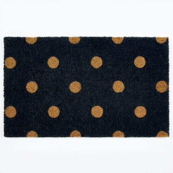 Paillasson Coco Pois Noir – Antidérapant – 45x75 cm