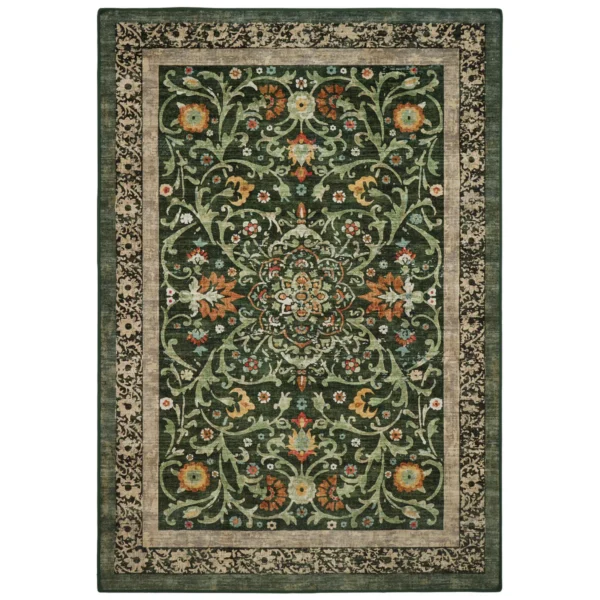 Tapis Salle à Manger Motif Floral Country Paisley Vert