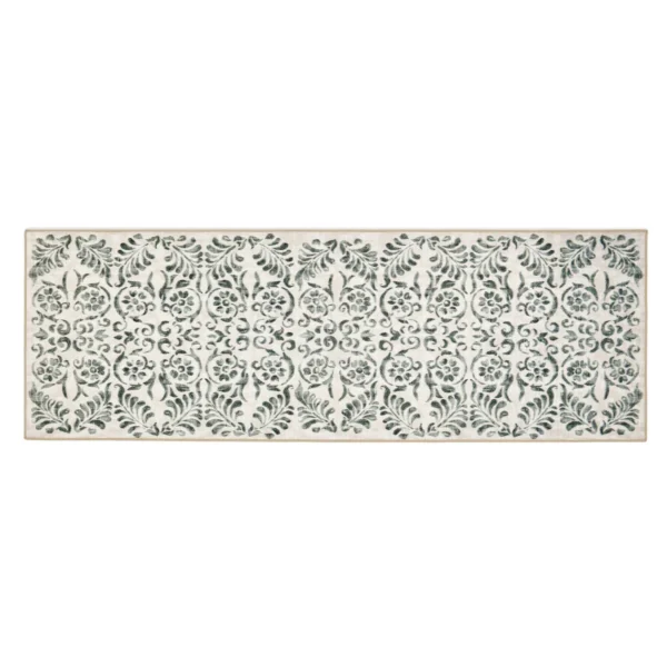 Tapis Lavable Orné Vert Couloir