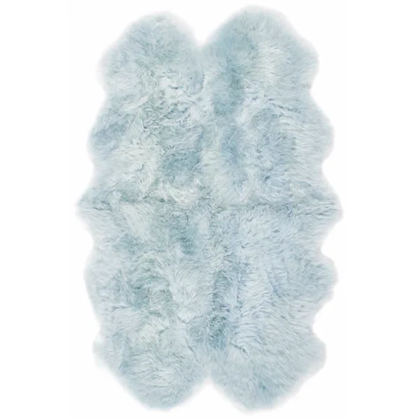 Tapis Coloré Peau de Mouton Véritable Bleu
