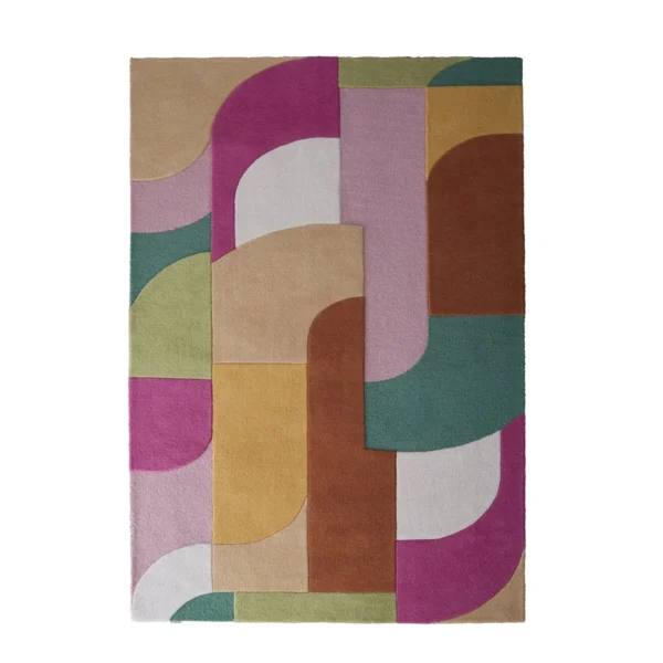 Tapis Rectangulaire Coloré Retro Rose