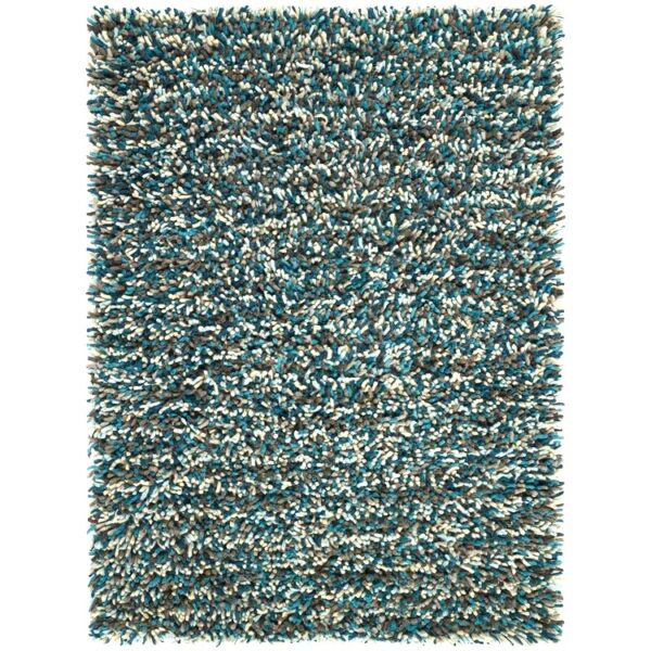 Tapis Salon Bleu Rocks Shaggy Coloré