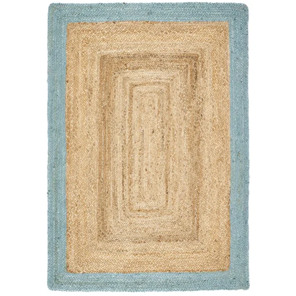 Tapis en Jute Bordure Bleu Clair
