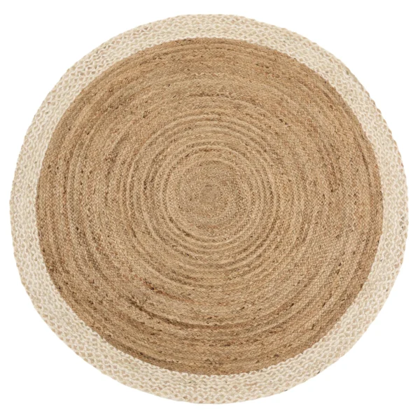 Tapis Naturel Rond Jute <bordure Beige