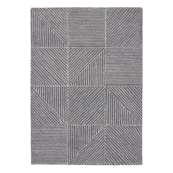 Tapis Gris Geometric Scandinave