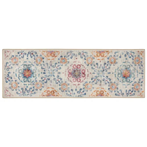 Tapis Lavable De Couloir Moderne Damas
