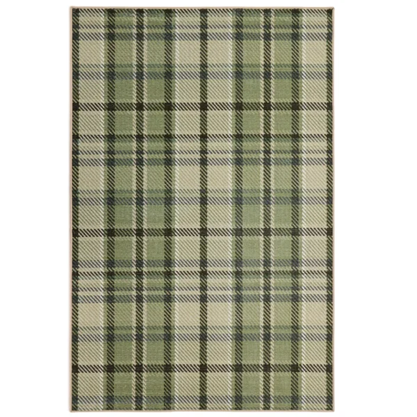 Tapis Lavable Plaid Vert Vintage