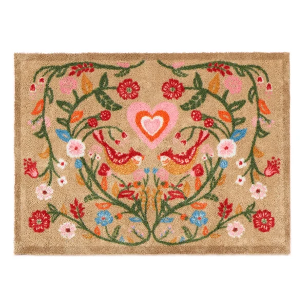 Tapis d’Entrée Lavable Love Birds Beige