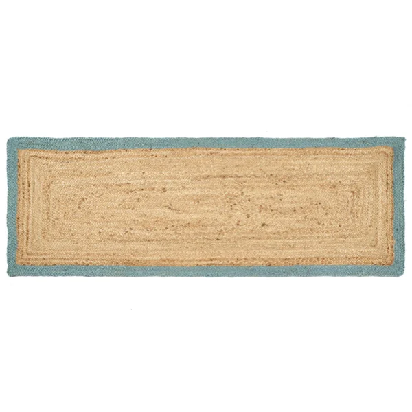 Tapis de Couloir Bord Bleu Jute