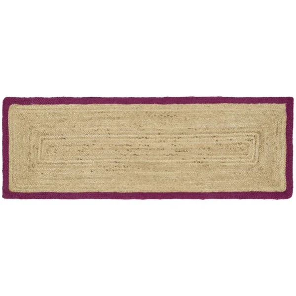 Tapis de Couloir Bord Rose Jute