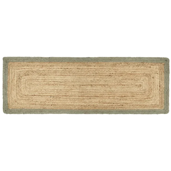 Tapis de Couloir Bord Vert Jute