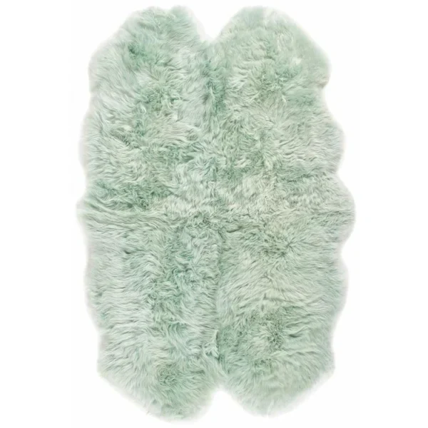 Tapis Coloré Peau de Mouton Véritable Vert Clair