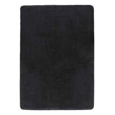 Tapis Fourrure Noir Eddy Salon Chambre