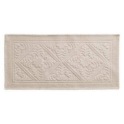 Grand Tapis de Bain Blanc Ciment 54×110cm  Lot de 2 Pièces